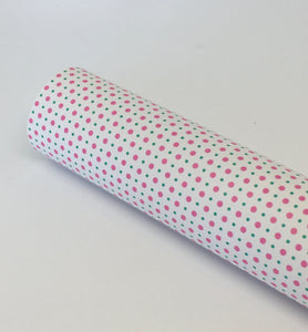 Pebbled White with Pink & Green Dots