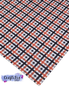 Pebbled Orange & Black Plaid