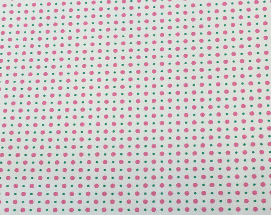Pebbled White with Pink & Green Dots