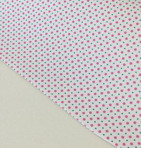 Pebbled White with Pink & Green Dots